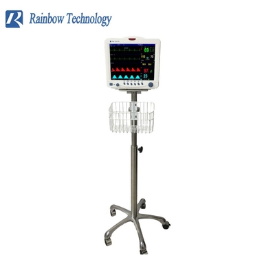 Hospital Medical Monitor Stand Mobile Trolley / Basket Tinggi disesuaikan dengan keranjang