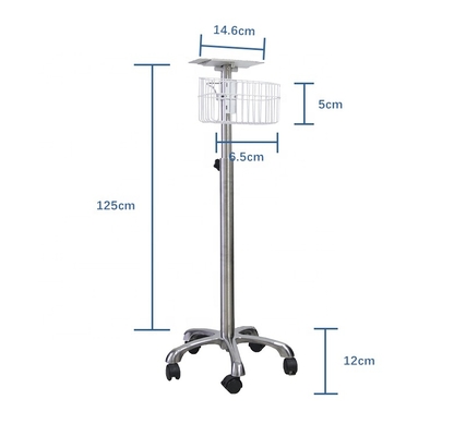 Powder Coating Patient Monitor Trolley 5,6 kg untuk digunakan di rumah sakit