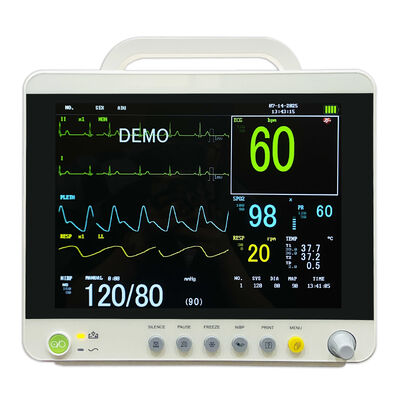 ISO Sertifikasi Portable Multi Parameter Patient Monitor dengan 12,1 Inch Color LCD Display dan Trolley / Wall Bracket Mountable