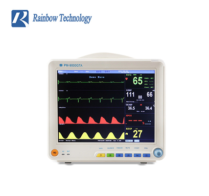 Warna TFT 6 parameter 12.1 Inch Portabel Tanda Vital Multi Parameter Monitor Pasien Monitor Samping Tempat Tidur ICU Kritis
