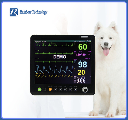 Alarm Audible / Visual Monitor Multiparameter Veteriner Ringan untuk Klinik Hewan Peliharaan