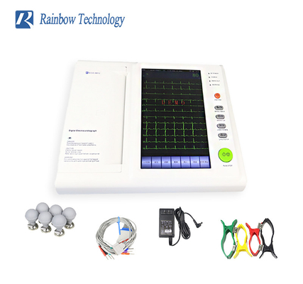 Portable 12 Saluran 12 Memimpin Mesin EKG Medis
