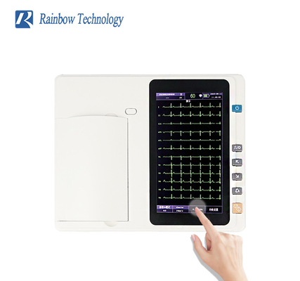 Portable 6 Channel ECG Monitor Touch Screen Analyzer Terisi ulang Dibangun di Baterai Li-ion