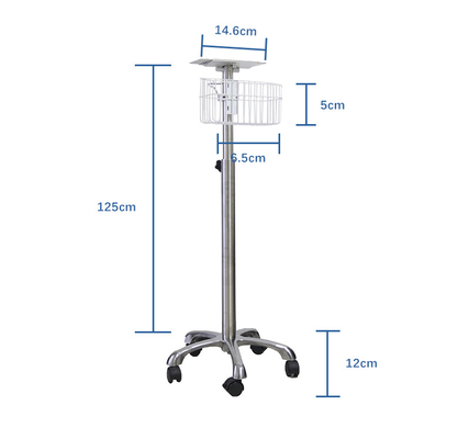 White Patient Monitor Trolley Kapasitas Beban 30kg untuk Keadaan Darurat