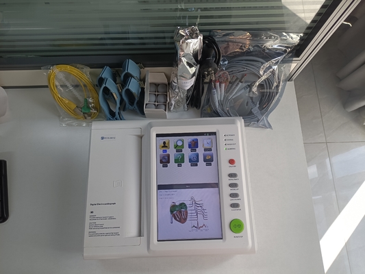Medical 12 Lead Portable 10 Inch Touch Screen 6 Channel Dukungan Ekg Monitor