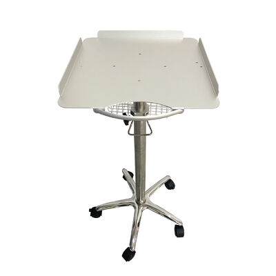 Troli/Kereta Rumah Sakit Portabel yang Dapat Disesuaikan dari Baja Tahan Karat dan Paduan Aluminium dengan 5 Roda dan 1 Rak Desain Modern untuk Mesin EKG Klinik