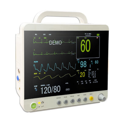 12.1 Inci Color LCD Display Multi Parameter Patient Monitor dengan 6 Parameter (ECG/HR/RESP/SPO2/NIBP/Temp) dan Trolley/Wall Bracket Mountable