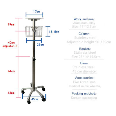Tanda-tanda vital Monitor Keranjang Peralatan Rumah Sakit Trolley
