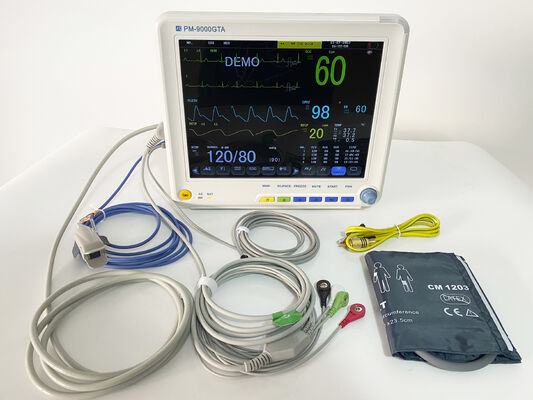 Layar LCD Berwarna 12,1 Inci Monitor Pasien Multi Parameter dengan Parameter EKG/HR/RESP/SPO2/NIBP/Temp dan Troli/Braket Dinding yang Dapat Dipasang