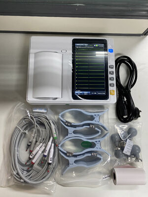 Mesin ECG 3/6-Channel genggam dengan Printer Array Termal layar sentuh 7 inci untuk analisis real-time / offline