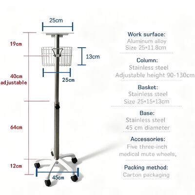 Kualitas yang baik medis Rumah Sakit Metal trolley dengan harga pabrik untuk monitor pasien
