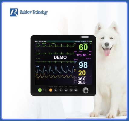 Portable Animal Vet 6 Parameter Monitor Pasien 15 Inch Dengan Etco2 Opsional