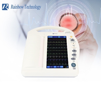 Mesin Ekg Medis Elektrokardiogram ISO Ekg 10,1 Inci 12 Saluran 12 Timbal