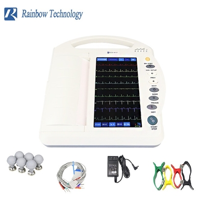 Mesin Ekg Medis Elektrokardiogram ISO Ekg 10,1 Inci 12 Saluran 12 Timbal
