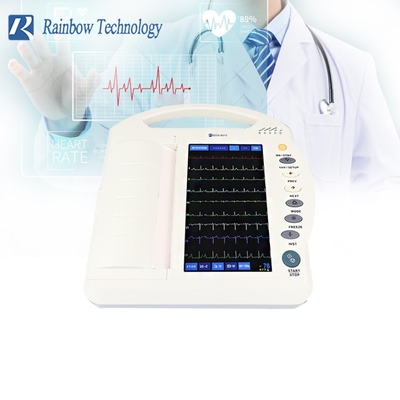 Mesin Ekg Medis Elektrokardiogram ISO Ekg 10,1 Inci 12 Saluran 12 Timbal